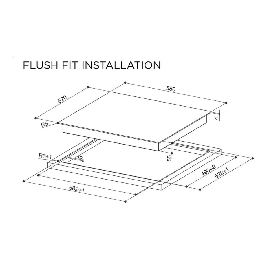 60 cm induktsioonpliidiplaat juhtmevaba kubuühendusega FABER FCH 64 BK KL, 4 keeduvälja, 1xBridge, Slider puutenuppudega, raamita must klaas, 7400 W, pealt- või tasapaigaldus – 4
