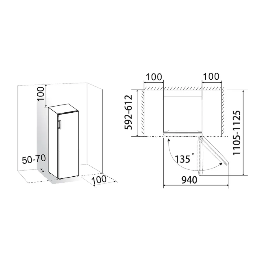 Vabaltseisev püstsügavkülmik 165 l GORENJE F4142PW, E energiaklass, 55 cm, 5 sahtlit, 40 dB, valge, mehaaniline juhtimine – 4