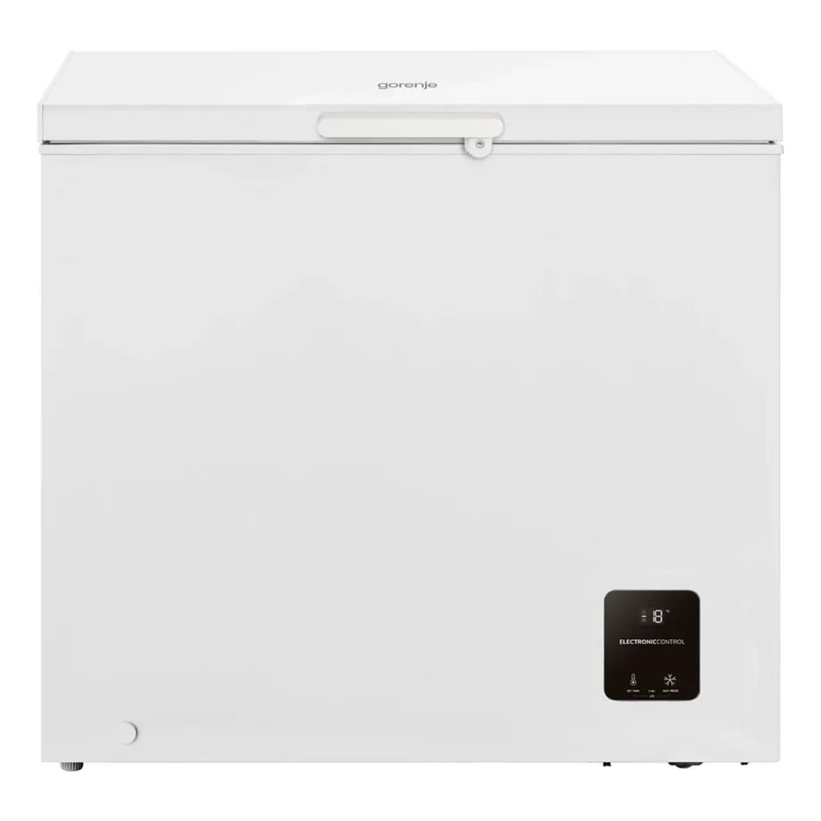 Sügavkülmkirst FastFreeze funktsiooniga GORENJE FH19EAW, 191 l, 90 cm lai, energiklass E, staatiline jahutus, väline elektrooniline juhtimine, LED-valgustus, 2 korvi, lukustatav kaas, 39 dB