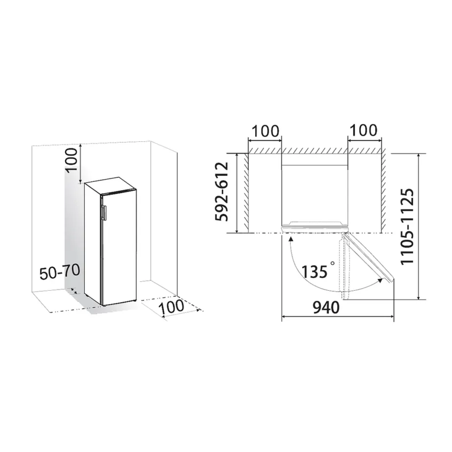 NoFrost püstsügavkülmik Gorenje FN4172CW, 194 l, 55 cm lai, valge, 5 sahtlit, kiirkülmutus, 9 kg/24 h, 11 h säilivus voolukatkestusel, pööratav uks, 41 dB, energiklass E – 3
