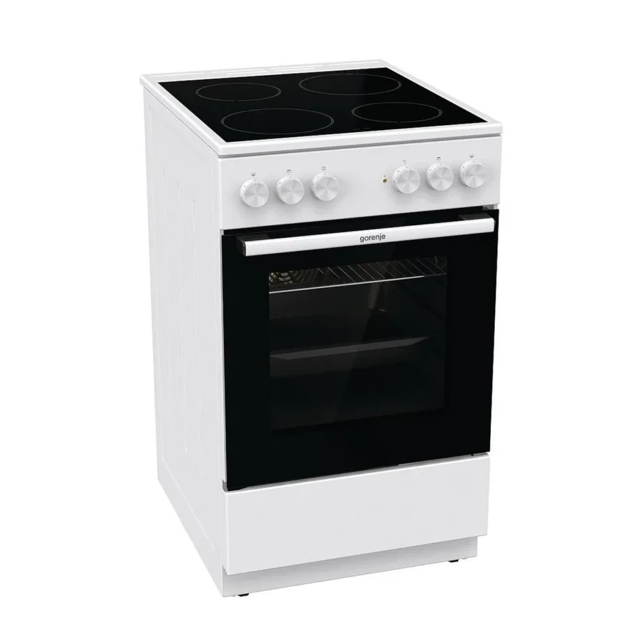 Pliit keraamilise keedupinnaga Gorenje GEC5A41WG, 50 cm, elektriahi 62 l, 9 režiimi, pöördõhk, AquaClean puhastus, 4 keedutsooni, jääksoojuse näidik, energiatõhususklass A, valge