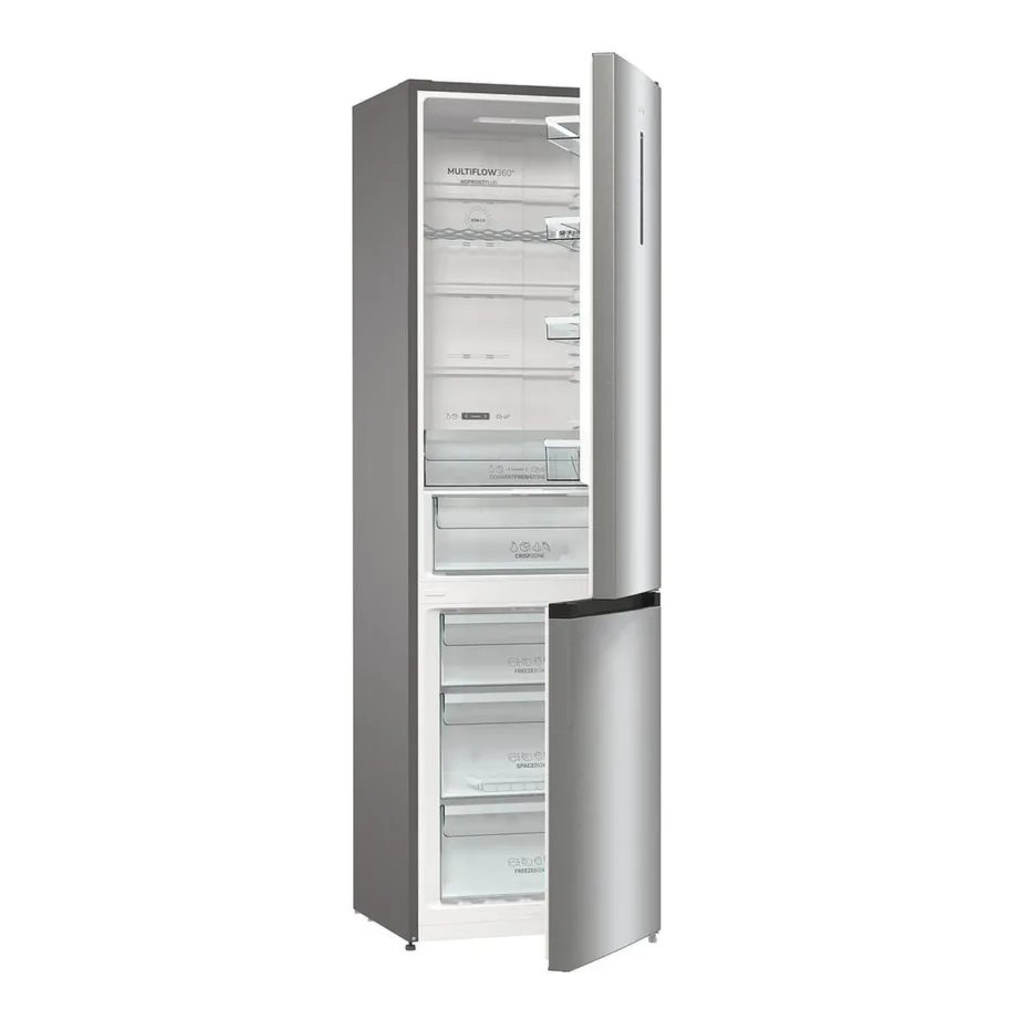 Täis NoFrost külmik alumise sügavkülmaga Gorenje NRK6202AXL4, 235/96 L, 200×60 cm, energiklass E, 38 dB, hall, LED-valgustus, pööratavad uksed, kiire külmutus