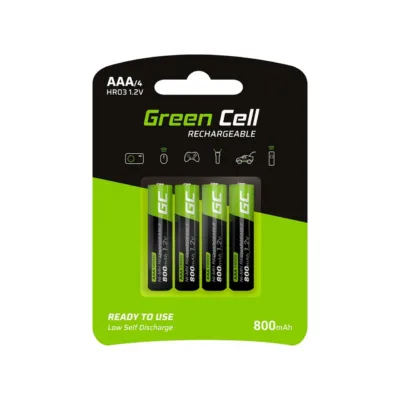 Green Cell GR04 4×AAA 800mAh NiMH laetavad akud 1,2V -20...60°C