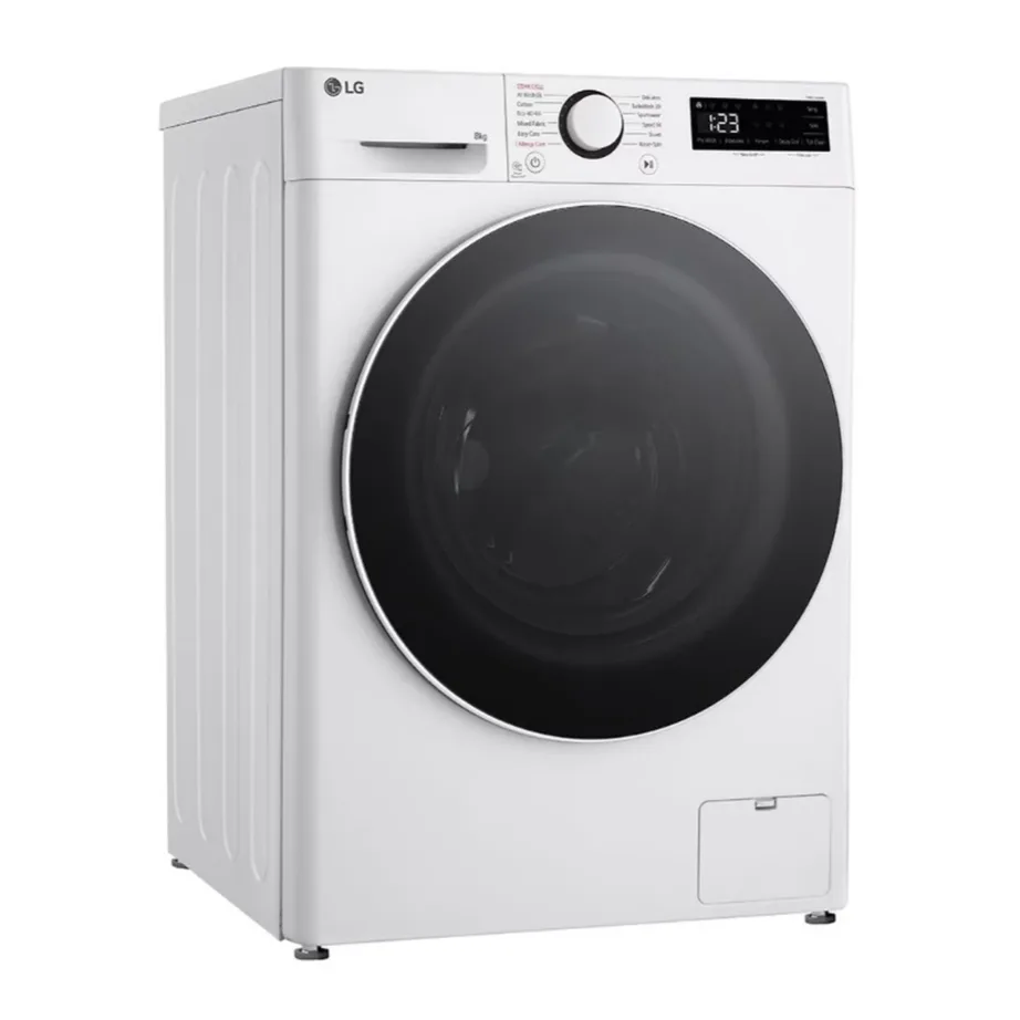 Eeslaetav pesumasin 8 kg A-klassi, kitsa korpusega LG F2WR508S0W, 1200 p/min, 60 cm, 47,5 cm sügavus, invertermootor, auruprogramm, müra 71 dB, valge