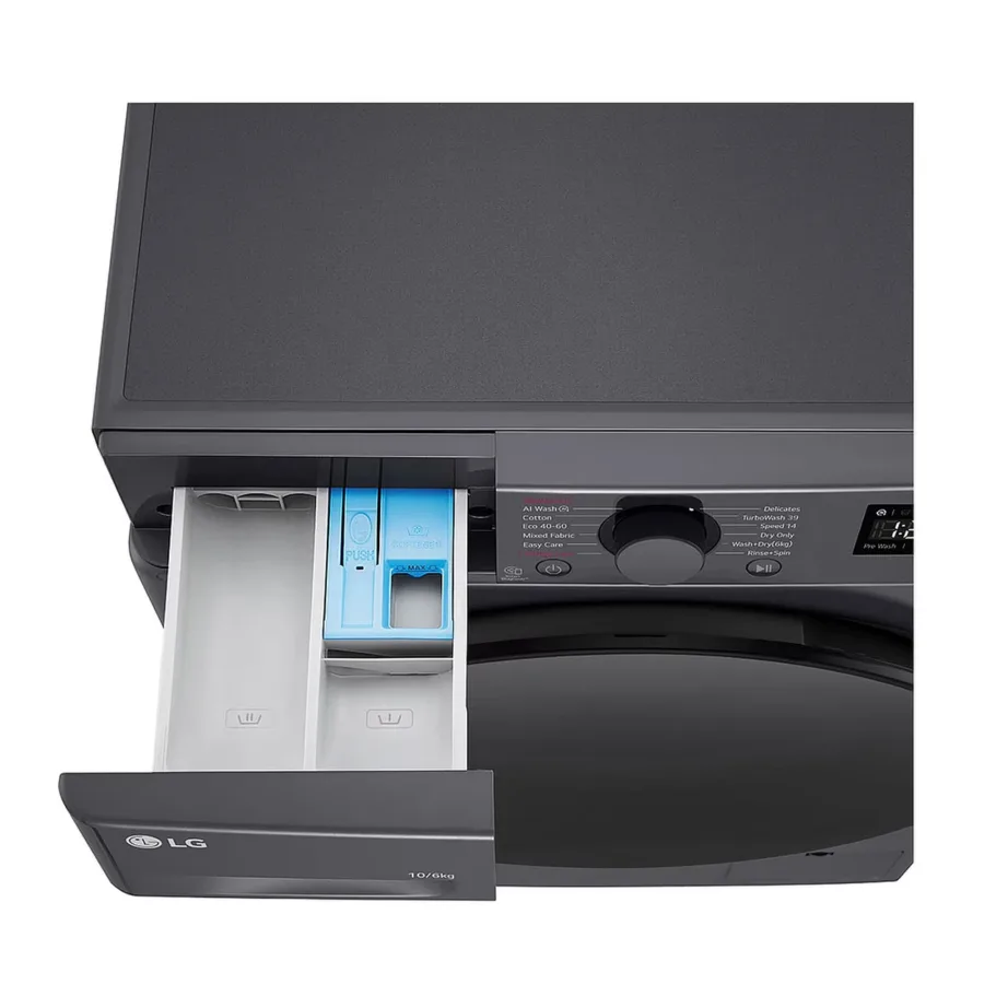 Kuivatiga pesumasin 10/6 kg 1400 p/min LG F4DR510S2M, 60 cm, A-klassi pesuenergia, invertermootor, aurufunktsioon, must, 71 dB – 4