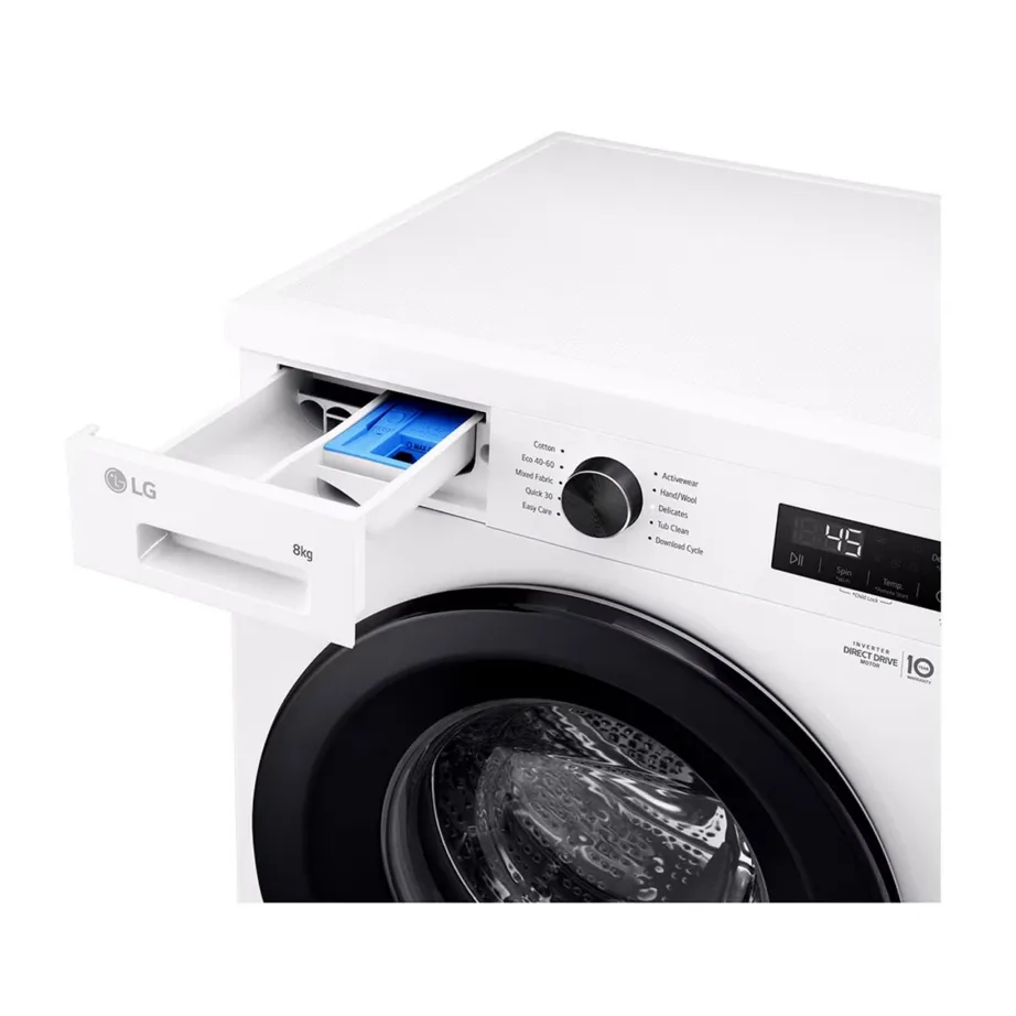 8 kg A-klassi eestlaetav pesumasin aurufunktsiooniga LG F4X1008NWK, 1400 p/min, 60 cm, valge, inverter-mootor, WiFi, lapselukk – 2