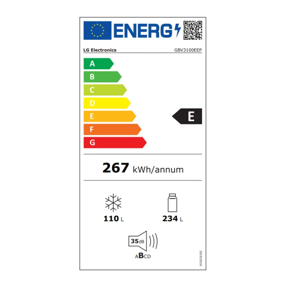 Külmik-sügavkülmik Full No Frost LG GBV3100EEP, alumine sügavkülm, 60 cm, 234/110 l, 35 dB, energiklass E, LED-valgustus, must – 7