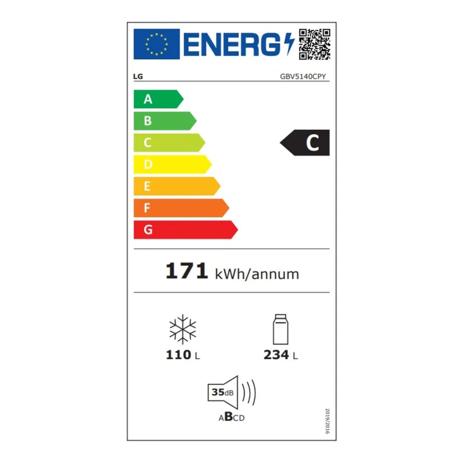 NoFrost külmik alumise sügavkülmaga LG GBV5140CPY, 344 l kogumaht, C energiaklass, 60 cm lai, 35 dB, LED-valgustus, Wi‑Fi, inverterkompressor, hall – 7