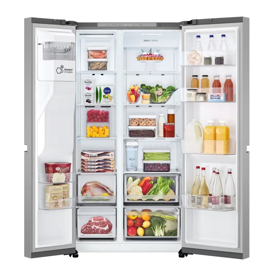 Side by side külmik-sügavkülmik No Frost veepaagiga jäämasinaga LG GSLC41PYPE, 420/221 l, energiklass E, inverterkompressor, LED-valgustus, sisemine puutetundlik LCD, 36 dB, hall, 91.3×73.5×179 cm – 3