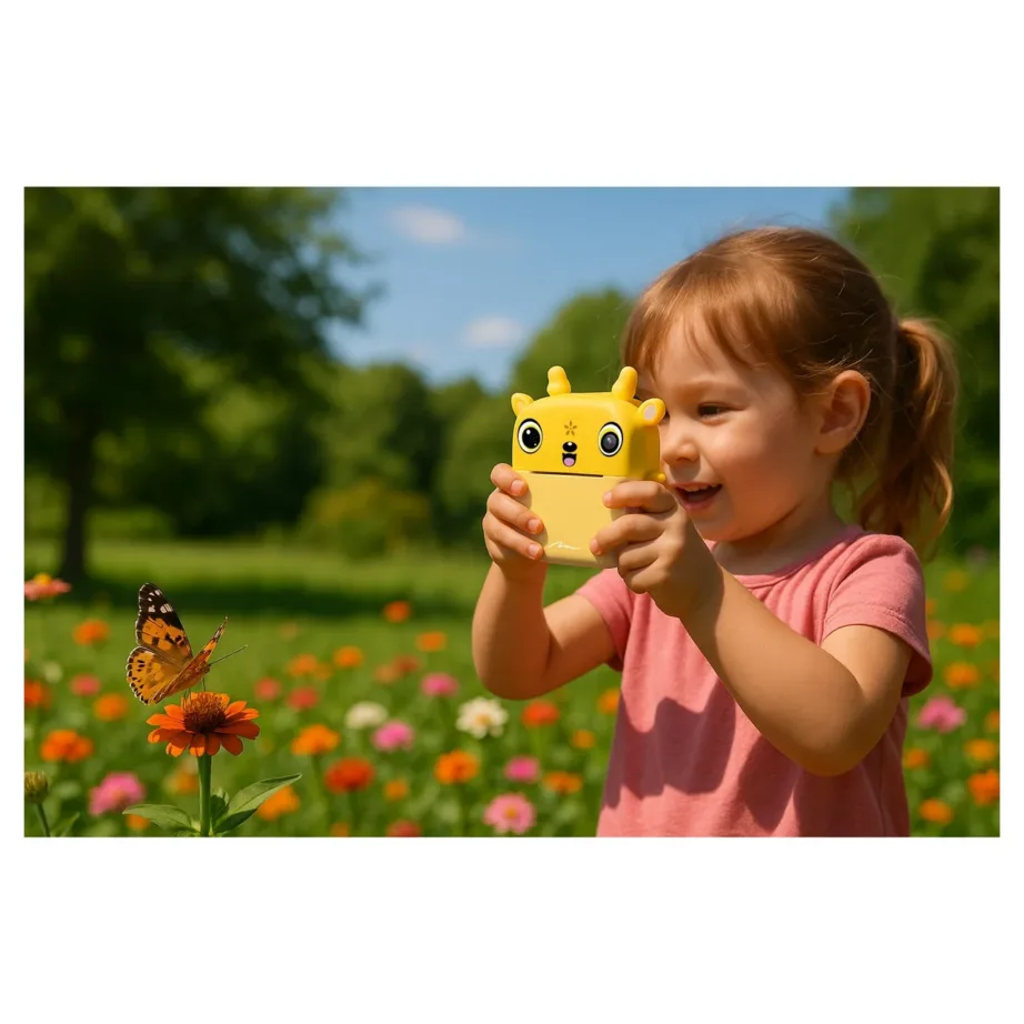 Media-Tech SNAPI MT4108 8MP kollane laste digitaalne kaamera termo printeriga, 2.4″ LCD-ekraan, microSD tugi, 110 × 45 × 99 mm, 1000 mAh aku – 17