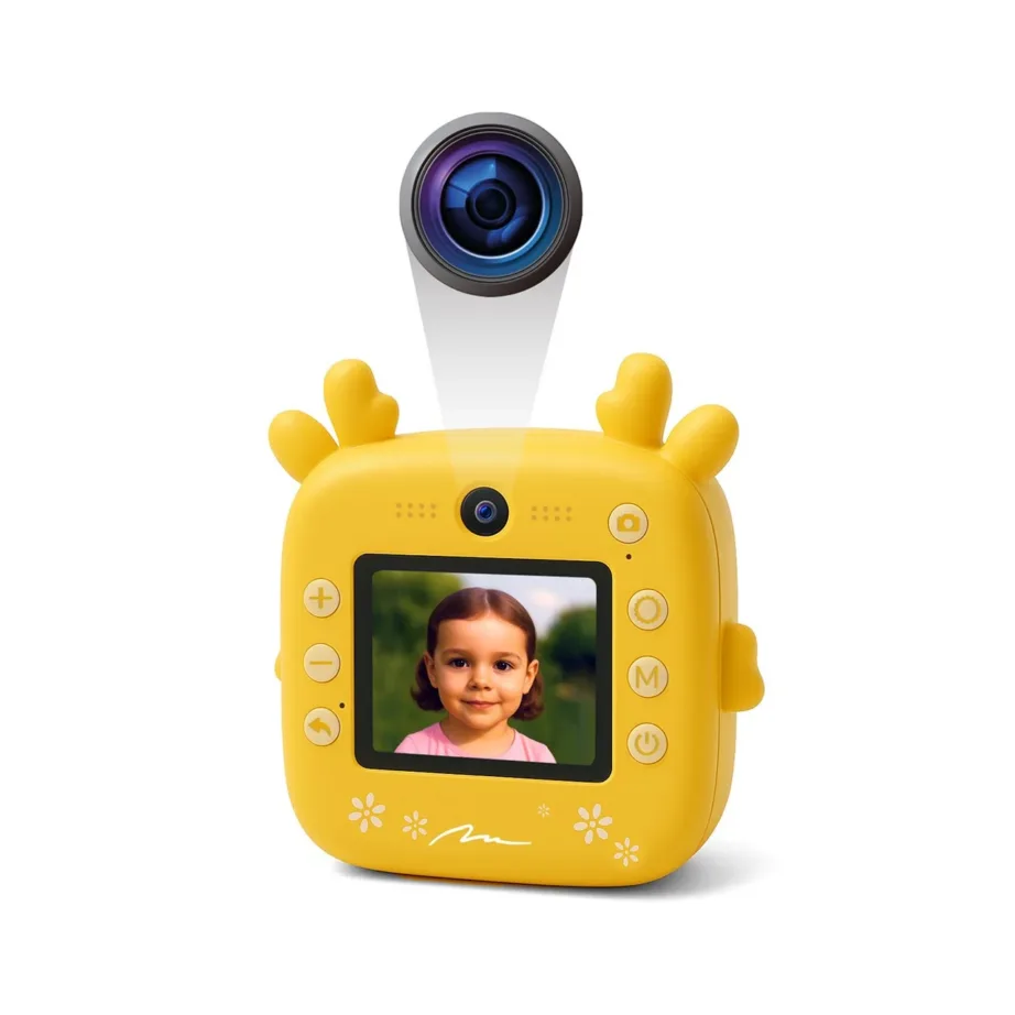 Media-Tech SNAPI MT4108 8MP kollane laste digitaalne kaamera termo printeriga, 2.4″ LCD-ekraan, microSD tugi, 110 × 45 × 99 mm, 1000 mAh aku – 20