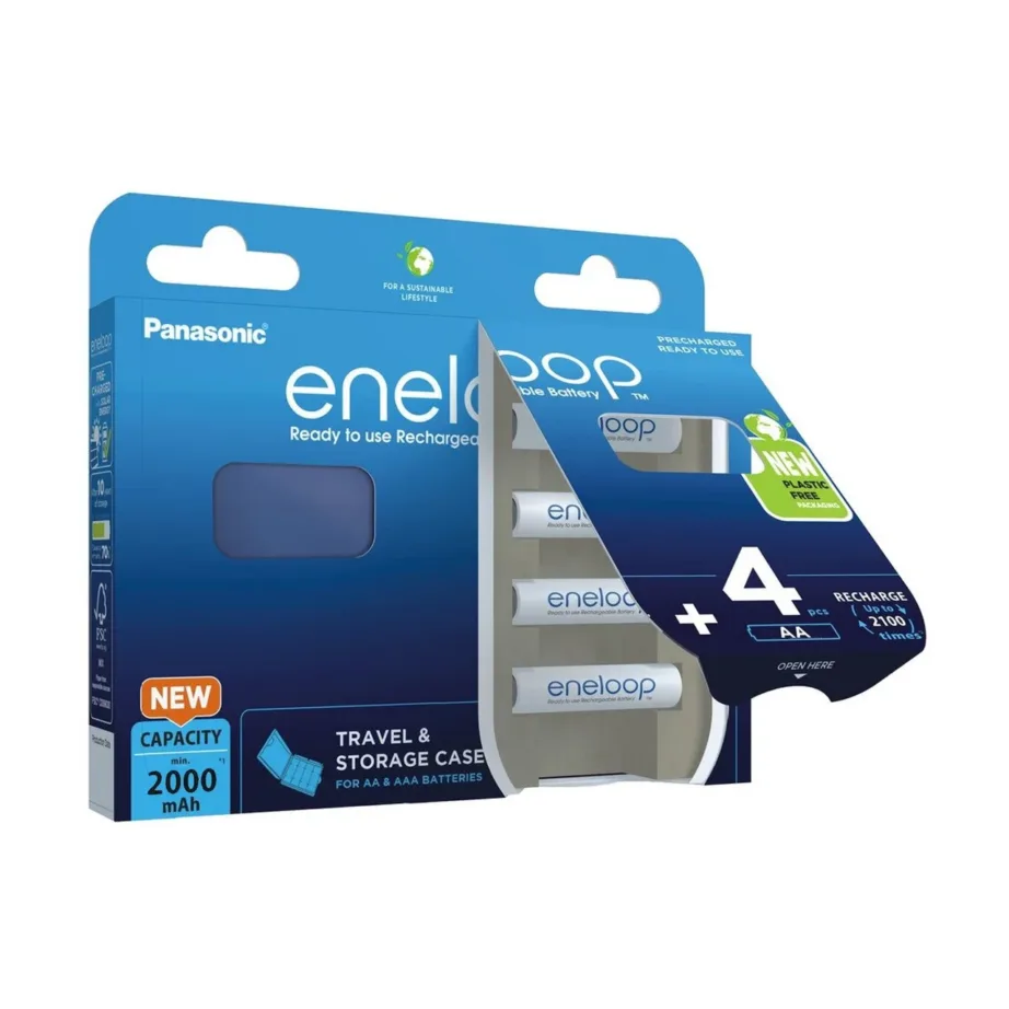 Panasonic Eneloop BK-3MCDE/4CP+CASE 4×AA 2000 mAh Ni-MH laetavad akud reisikarbiga – 3