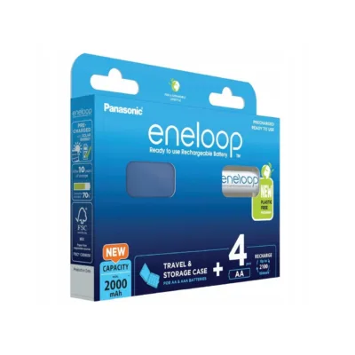 Panasonic Eneloop BK-3MCDE/4CP+CASE 4×AA 2000 mAh Ni-MH laetavad akud reisikarbiga