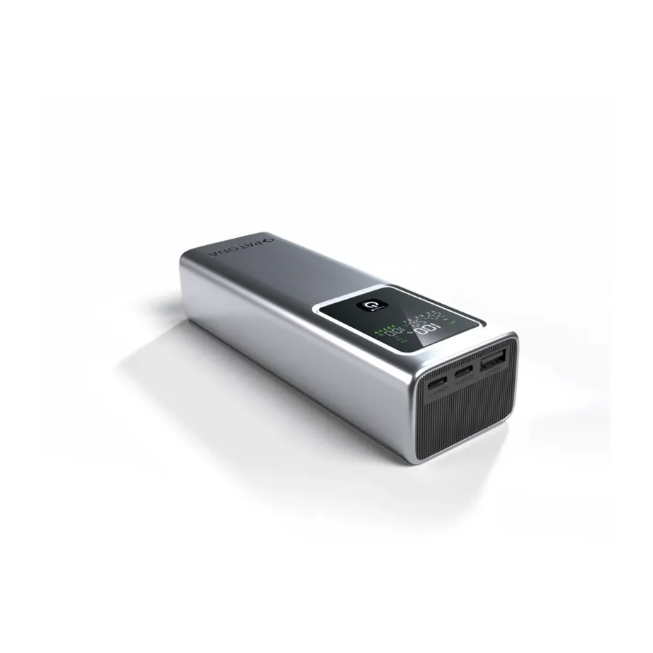 PATONA Platinum Powerbank Luxury One PD100 20000mAh 100W 3 porti USB-C/USB-A must-hõbe akupank LED-ekraaniga – 2