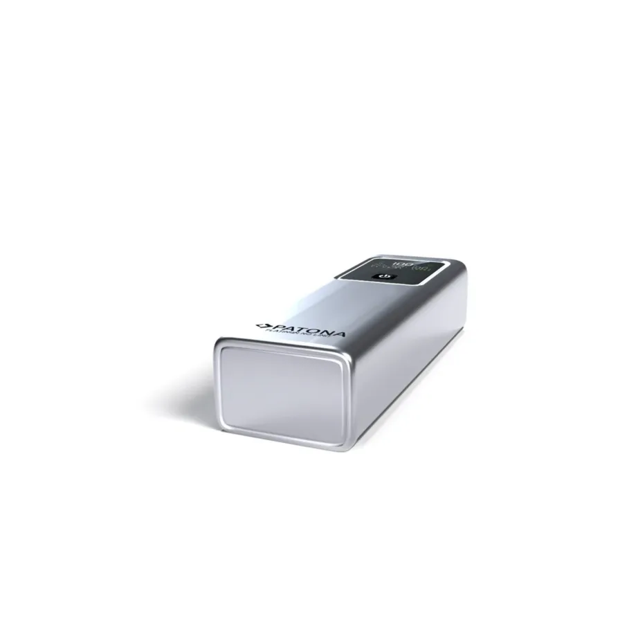 PATONA Platinum Powerbank Luxury One PD100 20000mAh 100W 3 porti USB-C/USB-A must-hõbe akupank LED-ekraaniga – 3