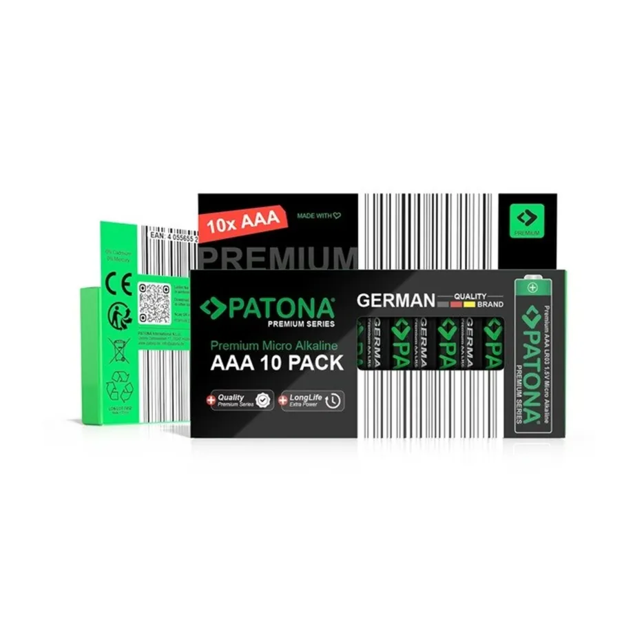 PATONA Premium 4221 10x AAA 1,5V 1400mAh aluselised patareid, roheline/must – 4