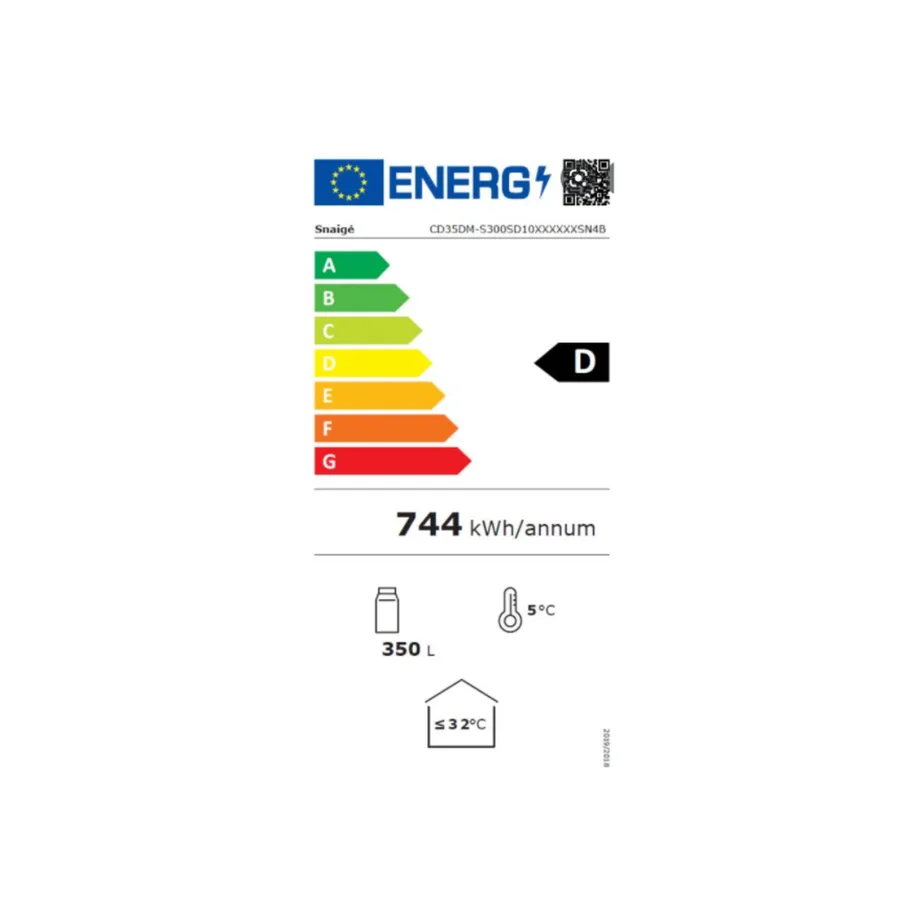 Vitriinkülmik 350 l LED-valgustusega Snaigė CD35DM-S300S, vabatseisev, 173x60x60 cm, energiaklass D, mehaaniline juhtimine, ventilaator, lukustatav uks, valge – 5
