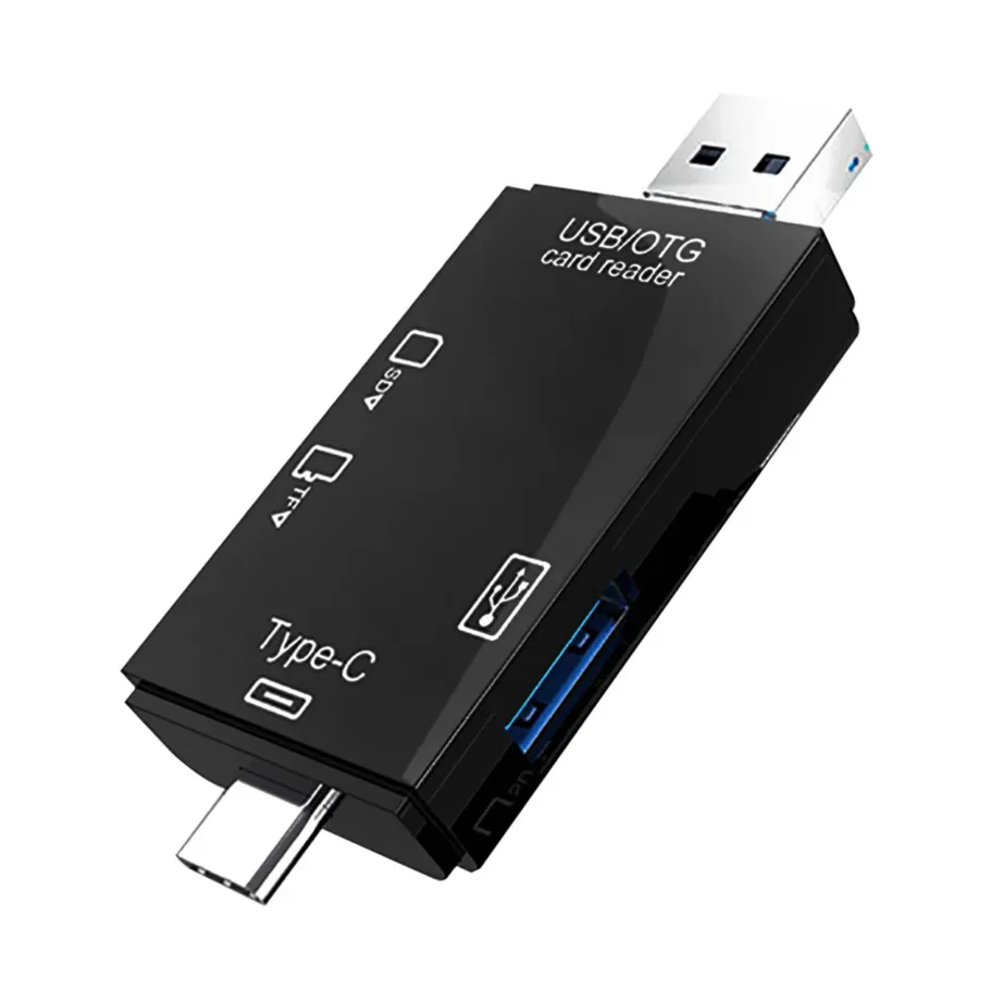VAKOSS TC-R425X 6-ühes USB-C/micro USB/USB-A mälukaardilugeja SD ja MicroSD tugiga, must – 4