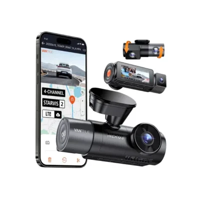 Vantrue N5 S 4-kanaliline 360° autokaamera GPS-i ja Wi-Fi-ga, 3,19" ekraan, F1.8, MP4/H.265, kuni 1TB microSD