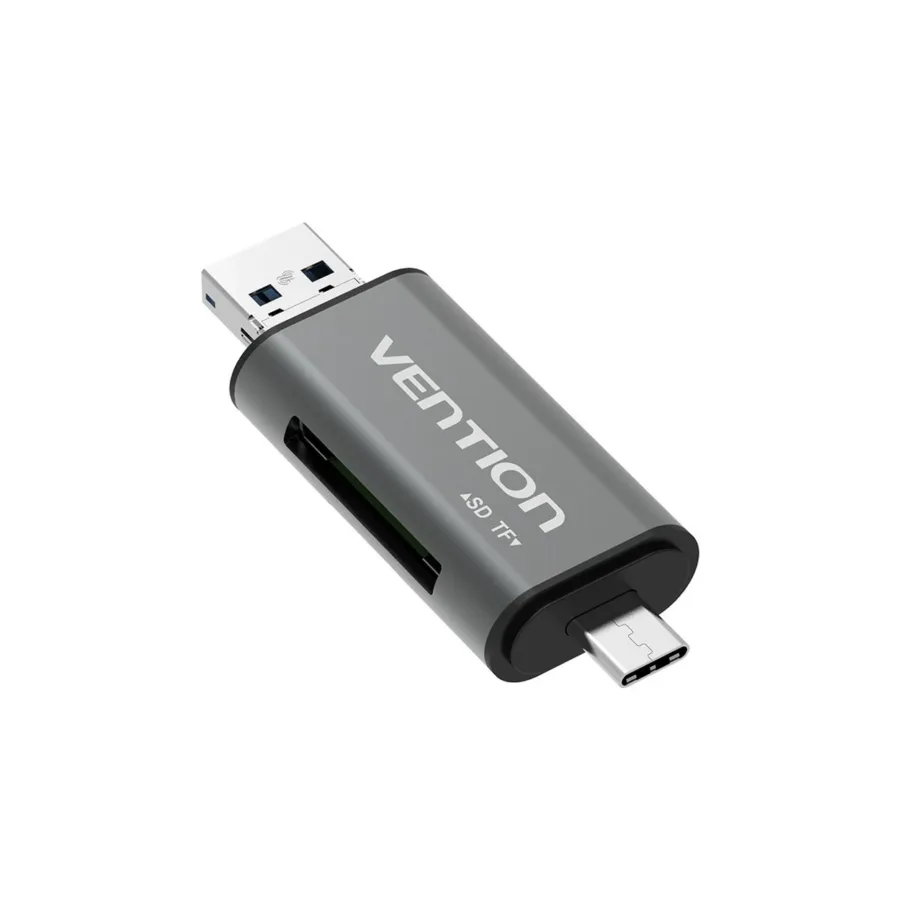 Vention CCHH0 USB 3.0 hall alumiiniumist kaardilugeja, USB-A/USB-C/Micro-USB, SD ja MicroSD, 2 pesa, OTG, Plug and Play – 2