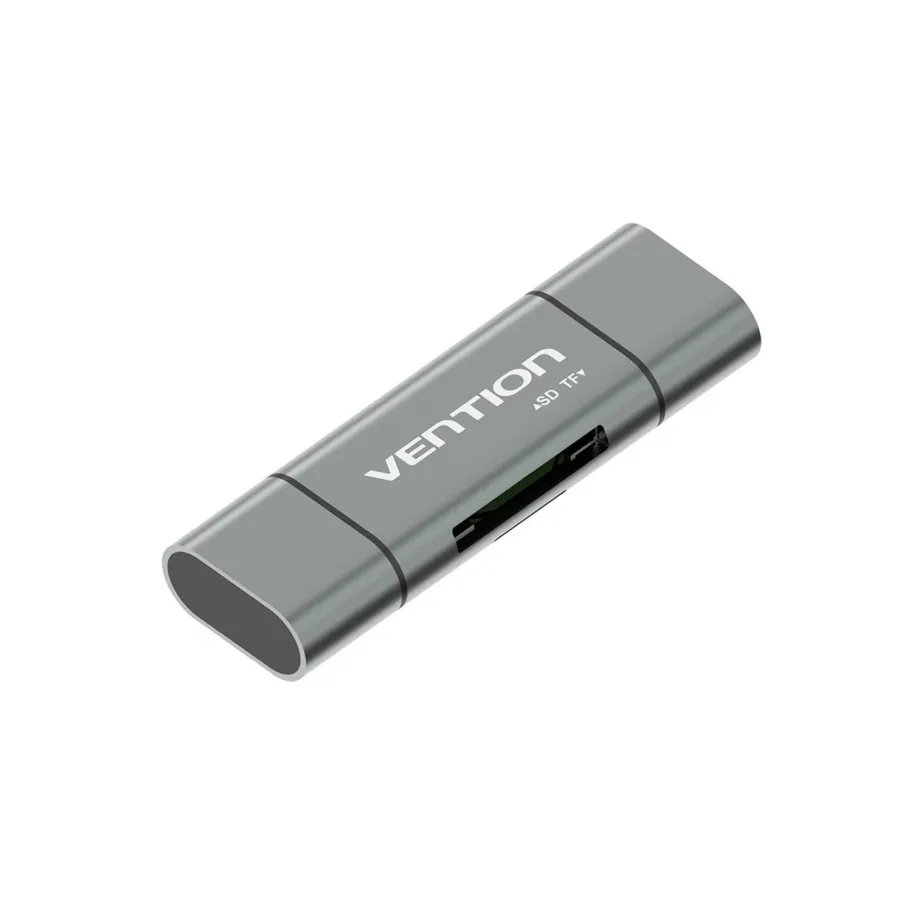 Vention CCHH0 USB 3.0 hall alumiiniumist kaardilugeja, USB-A/USB-C/Micro-USB, SD ja MicroSD, 2 pesa, OTG, Plug and Play – 3