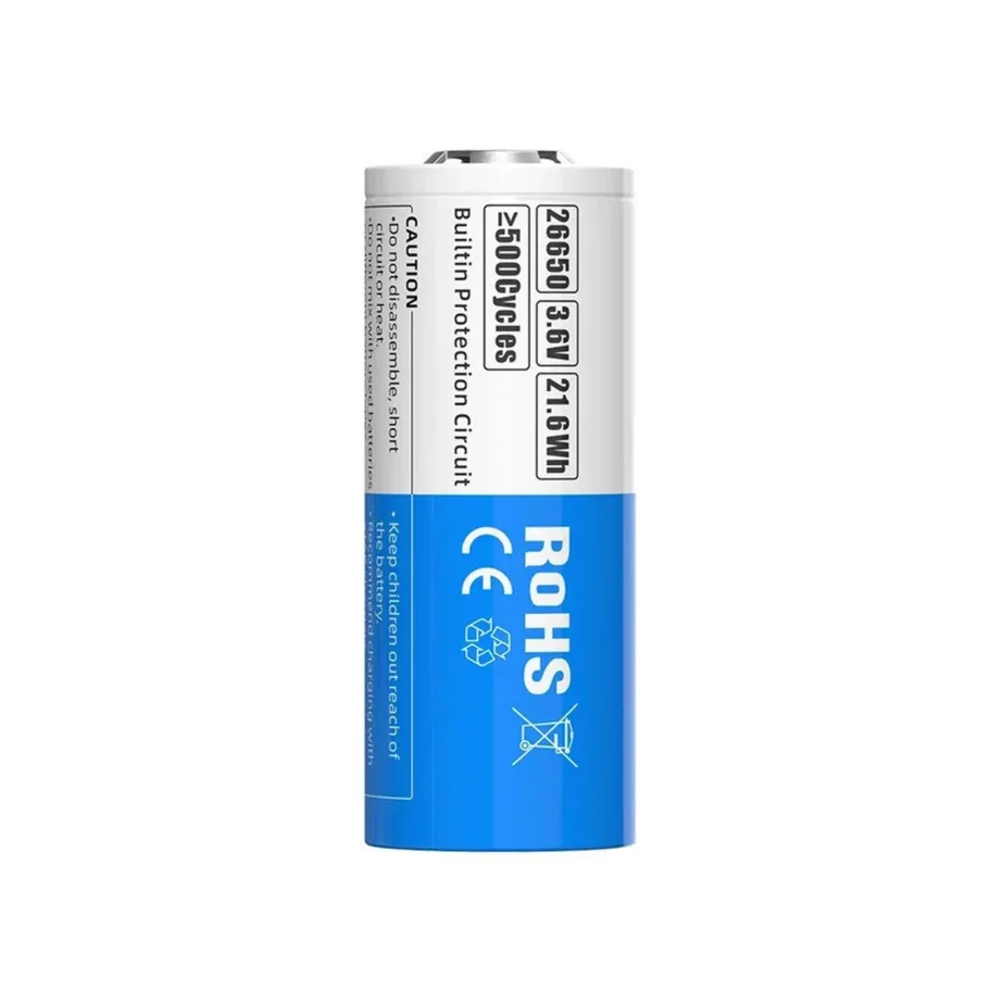 XTAR 26650-6000 6000 mAh 3,6V Li-ion taaslaetav aku, 1 tk, Ø26×69 mm – 3