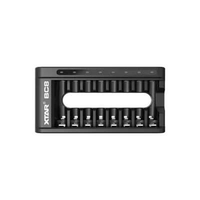 XTAR BC8 8-pesaline AA/AAA Li-ion 1,5V ja NiMH akulaadija USB toitega, must