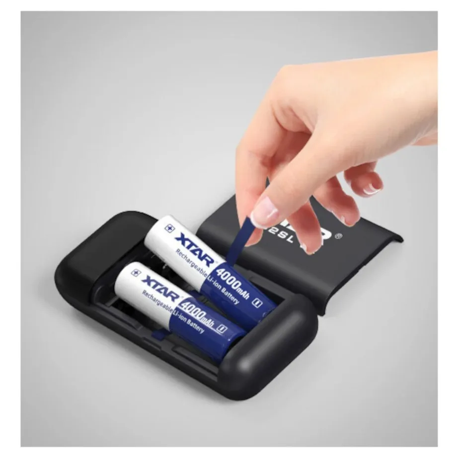 XTAR PB2SL V2 must USB-C 2×18650/20700/21700 Li-ion akulaadija ja akupank, LED-indikaatoriga, ilma patareideta – 5