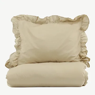 Liivakarva puuvillane voodipesukomplekt kroogitud äärtega Levi (150 × 200 cm) - 16013-502