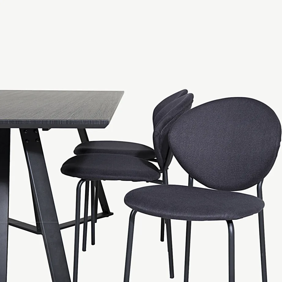 Ristkülikukujuline söögilaua- ja toolide komplekt Marina, must MDF, 6 tooliga, GR20246 – 3