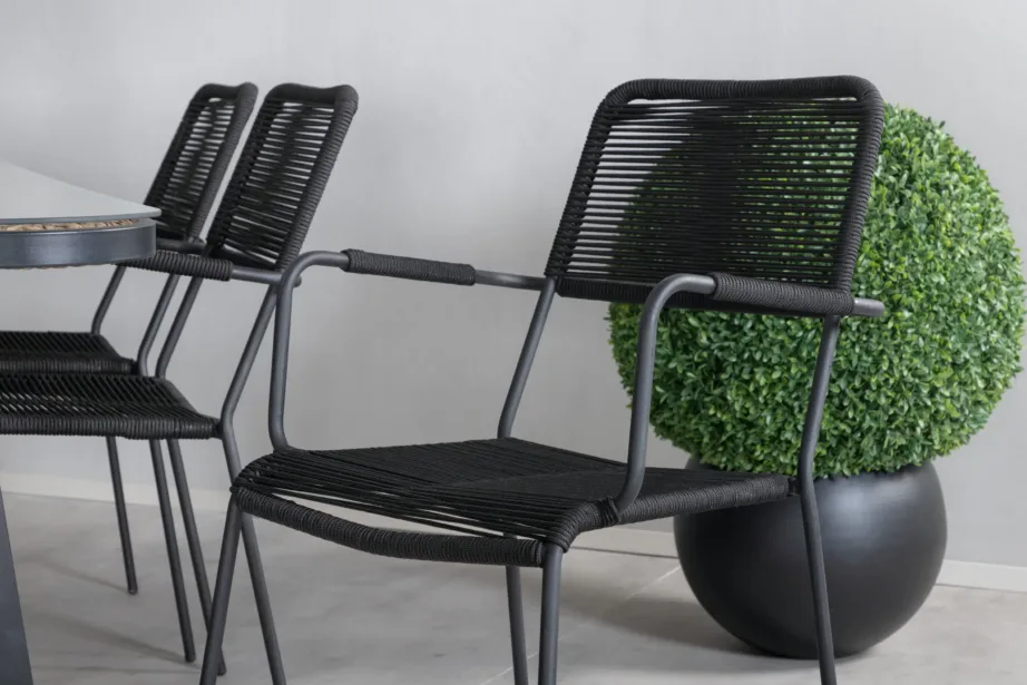 Paola ristkülikukujuline aiamööblikomplekt klaaslaua ja 6 punutud tooliga, GR21577 – 8