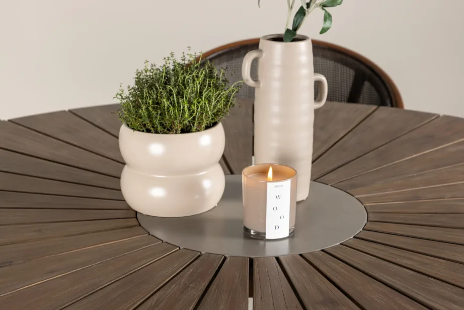 Ümmargune aiamööblikomplekt Rosario (akaatsiapuidust laud, alumiiniumist mustad toolid, Ø140 cm), GR24336 – 11