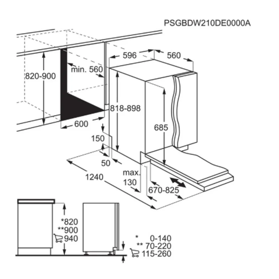 Integreeritav nõudepesumasin õrnale klaasile AEG FSE75737P, 60 cm, 14 nõudekomplekti, B energiaklass, 44 dB, MaxiFlex, SoftGrip ja SoftSpikes, SatelliteClean – 3