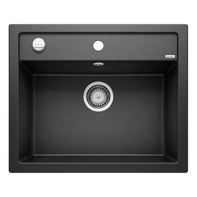 Graniitkomposiit köögivalamu BLANCO DALAGO 6, SILGRANIT PuraDur, 1-kausiga, pealt- ja altpaigaldus, must, 60 cm kapile