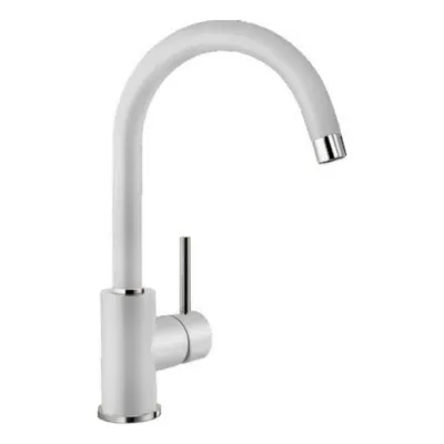 Köögisegisti kõrge kaarega tilaga BLANCO Mida White HD, Silgranit, valge, 360° pööratav tila, ühehoovaga, kõrgsurve