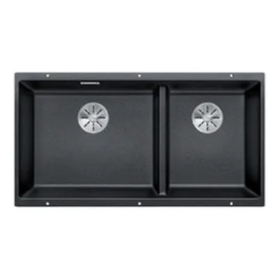 Kahe kausiga aluspaigaldatav köögivalamu SILGRANITist BLANCO SUBLINE 480/320-U, PuraDur pind, antratsiit, InFino