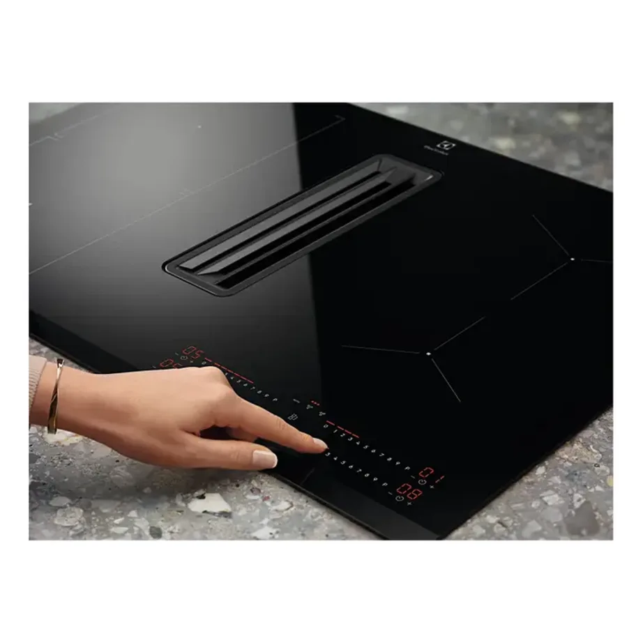 Integreeritav induktsioonpliidiplaat sisseehitatud õhupuhastiga ELECTROLUX ECC8344, 80 cm, 4 tsooni, Bridge-funktsioon, 7350 W, recirkulatsioon või väljatõmme, klaaskeraamiline, puutejuhtimine, must – 14