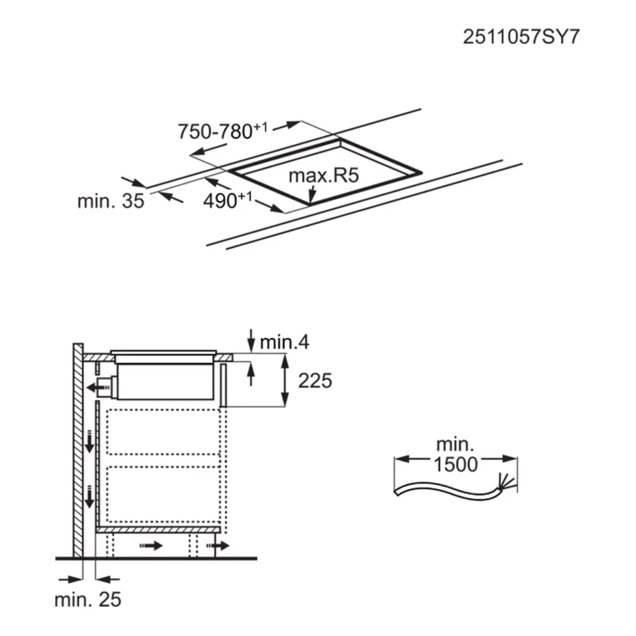 Integreeritav induktsioonpliidiplaat sisseehitatud õhupuhastiga ELECTROLUX ECC8344, 80 cm, 4 tsooni, Bridge-funktsioon, 7350 W, recirkulatsioon või väljatõmme, klaaskeraamiline, puutejuhtimine, must – 21