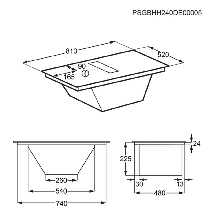 Integreeritav induktsioonpliidiplaat sisseehitatud õhupuhastiga ELECTROLUX ECC8344, 80 cm, 4 tsooni, Bridge-funktsioon, 7350 W, recirkulatsioon või väljatõmme, klaaskeraamiline, puutejuhtimine, must – 22