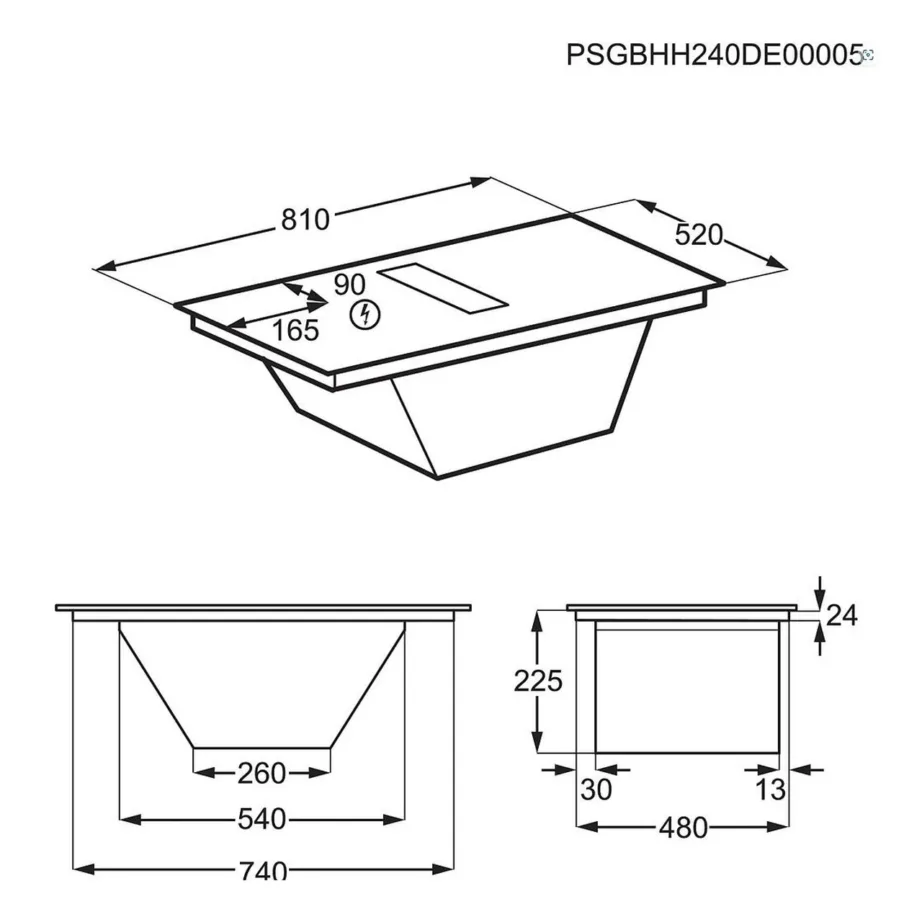 Integreeritav induktsioonpliidiplaat sisseehitatud õhupuhastiga ELECTROLUX ECC8344, 80 cm, 4 tsooni, Bridge-funktsioon, 7350 W, recirkulatsioon või väljatõmme, klaaskeraamiline, puutejuhtimine, must – 4
