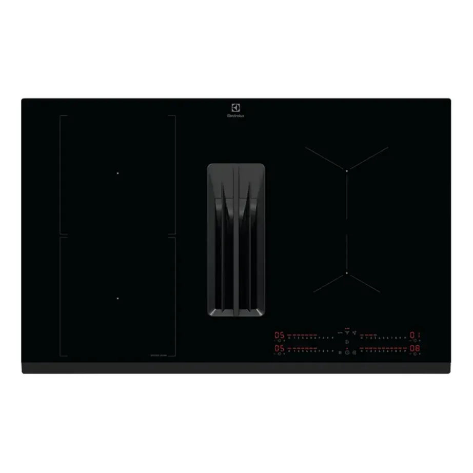 Integreeritav induktsioonpliidiplaat sisseehitatud õhupuhastiga ELECTROLUX ECC8344, 80 cm, 4 tsooni, Bridge-funktsioon, 7350 W, recirkulatsioon või väljatõmme, klaaskeraamiline, puutejuhtimine, must – 6