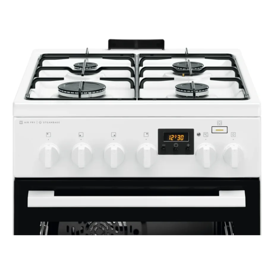 Gaasipliit elektriahjuga SteamBake ja AirFry funktsiooniga ELECTROLUX LKK560232W, 50 cm lai, 58 L ahi, 4 gaasipõletit, 11 funktsiooni, konvektsioon, Aqua clean, A energiaklass, valge – 2