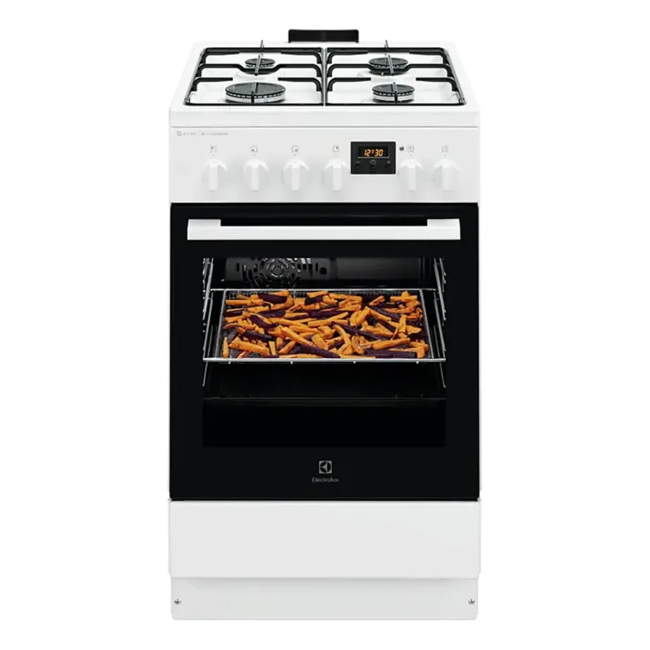 Gaasipliit elektriahjuga SteamBake ja AirFry funktsiooniga ELECTROLUX LKK560232W, 50 cm lai, 58 L ahi, 4 gaasipõletit, 11 funktsiooni, konvektsioon, Aqua clean, A energiaklass, valge – 5