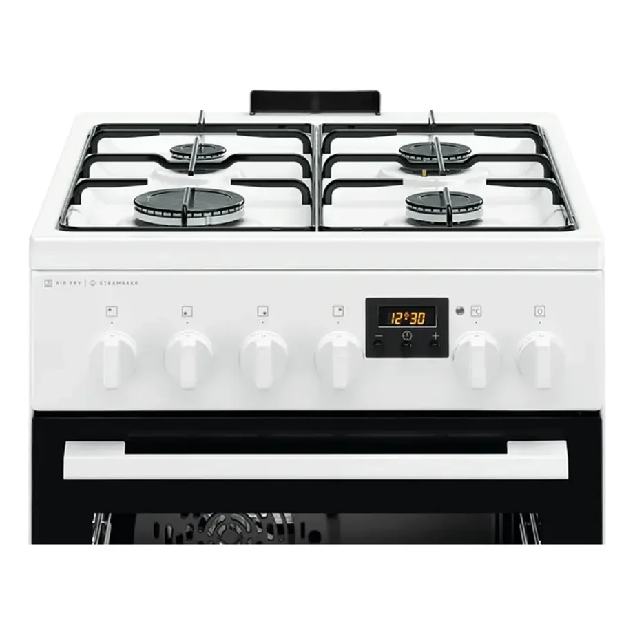 Gaasipliit elektriahjuga SteamBake ja AirFry funktsiooniga ELECTROLUX LKK560232W, 50 cm lai, 58 L ahi, 4 gaasipõletit, 11 funktsiooni, konvektsioon, Aqua clean, A energiaklass, valge – 9