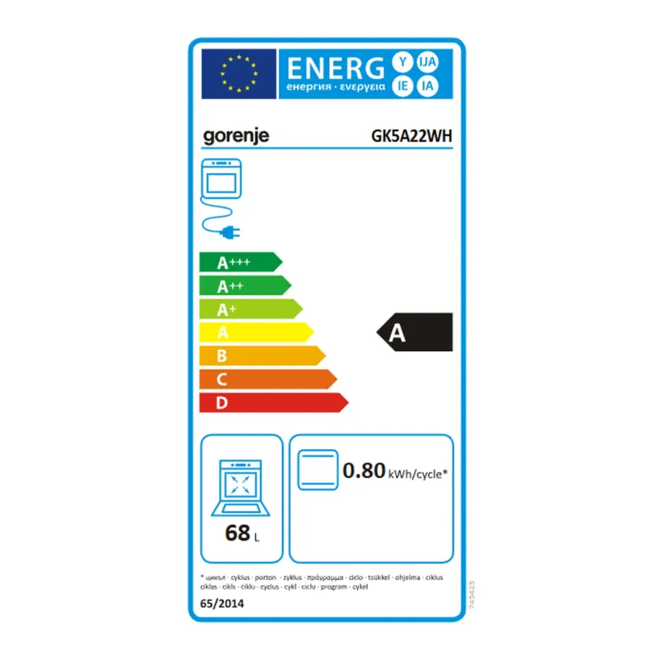 50 cm gaasipliit elektriahjuga Gorenje GK5A22WH, 4 keeduala, 68 l A-klassi ahi AquaClean puhastusega, emailrestid, metallkaan, valge, 50x60x85 cm – 5
