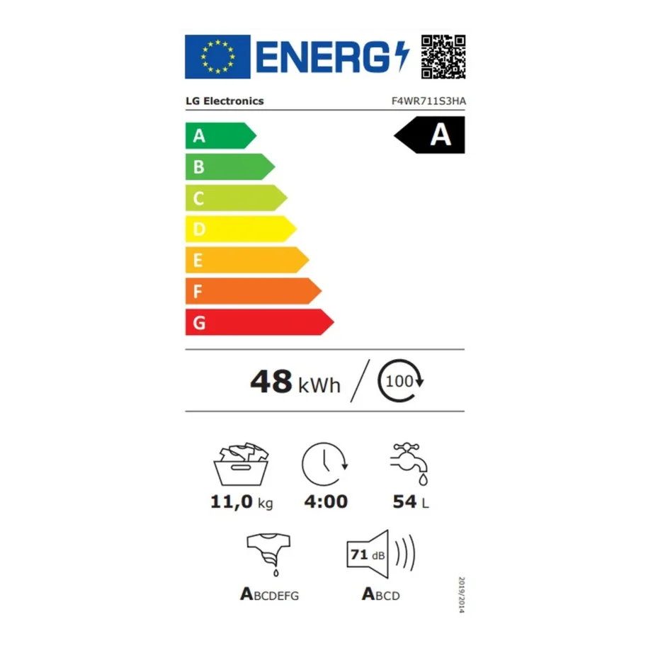 11 kg A-klassi eestlaetav pesumasin LG F4WR711S3HA, 1400 p/min, automaatne doseerimine, aurufunktsioon, Wi-Fi, inverter-mootor, valge, 60 cm - 4