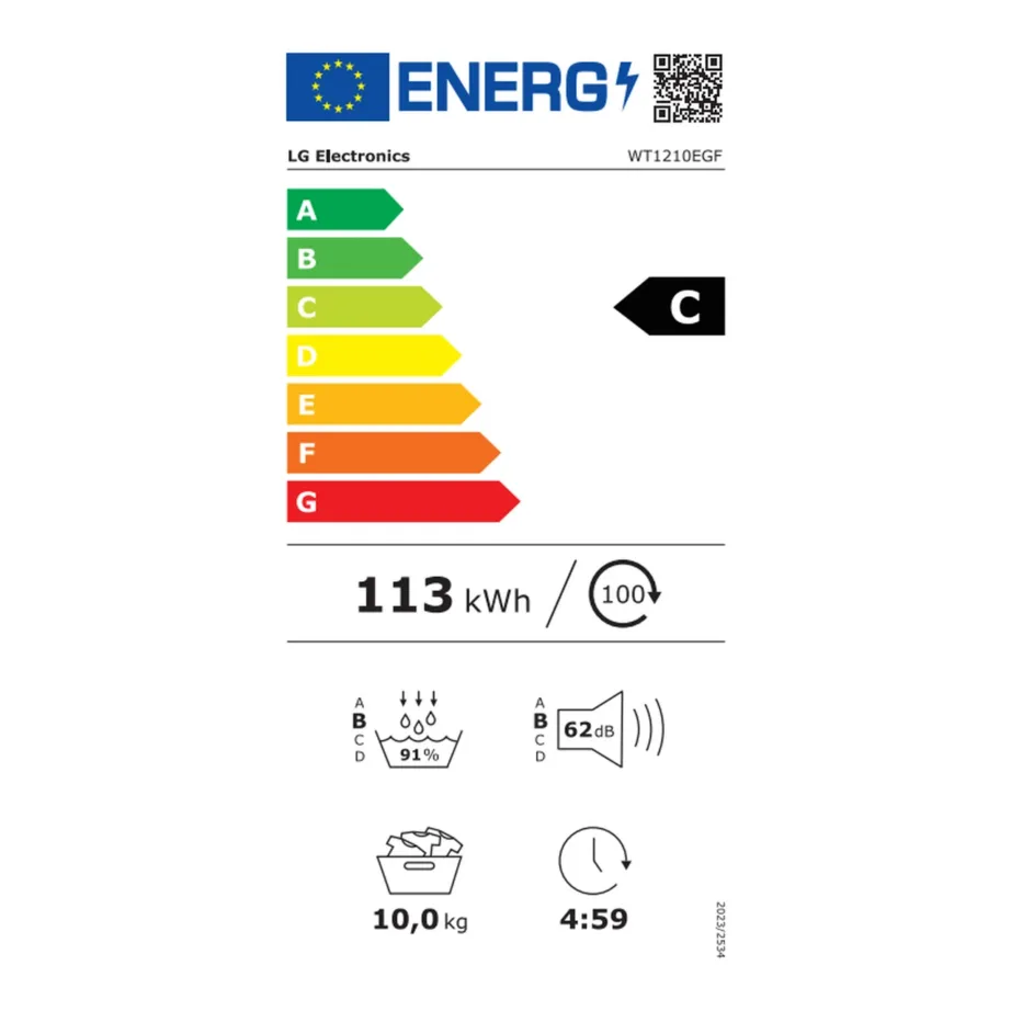 Kuivatiga pesumasin soojuspumbaga LG WT1210EGF, 12 kg pesu, 10 kg kuivatamine, A/C energiatõhusus, 1400 p/min, 60 cm lai, inverter-mootor, Wi-Fi, roheline – 6
