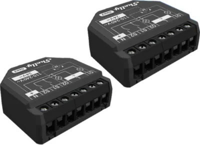 Kahekanaline nutilüliti energiamõõtmisega Wi‑Fi/Bluetooth Shelly 2PM Gen3, 16 A, 110–240 V~/24 V⎓, ruloo/kardina