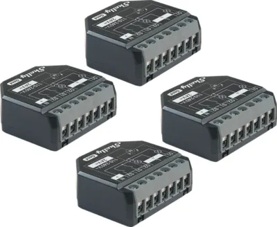 Kahekanaliline nutirelee ruloode ja valgustuse juhtimiseks Shelly 2PM Gen4, Wi‑Fi Zigbee Matter, 110–240 V~/24 V DC, 10