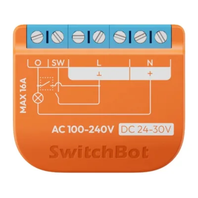 Süvistatav nutilüliti energiatarbe mõõtmise ja Matter-toega SwitchBot Relay Switch 1PM, Wi‑Fi + Bluetooth, 16 A AC, 10